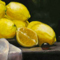 Oil painting snippet of lemons