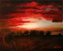 Contemporary oil painting Catskills sunset